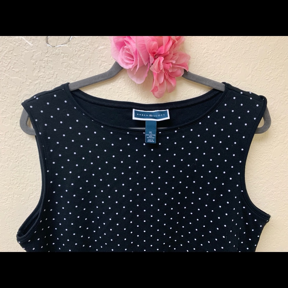 Karen Scott Woman Sleeveless Top Polkadots Size XL